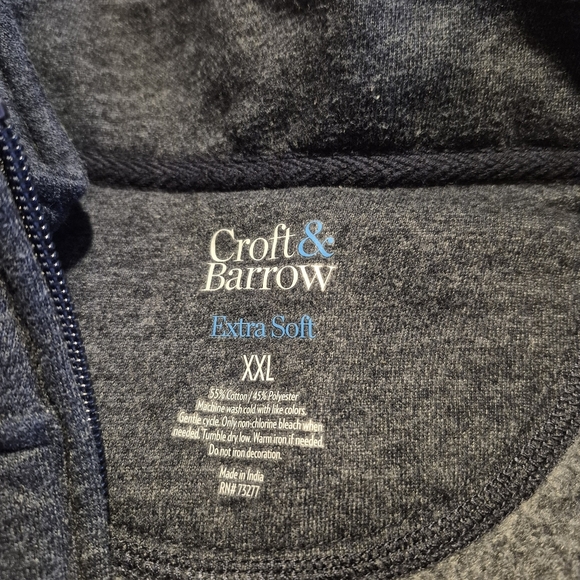 Croft & Barrow men's XXL Extra Soft blue pullover collared sweatshirt VGUC - Picture 2 of 4